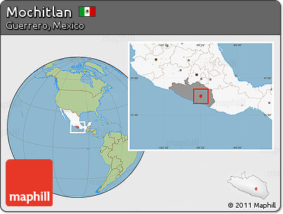 Savanna Style Location Map of Mochitlan, highlighted country, highlighted parent region