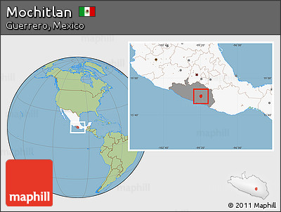 Savanna Style Location Map of Mochitlan, highlighted country, highlighted parent region