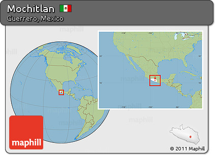 Savanna Style Location Map of Mochitlan, highlighted parent region, within the entire country