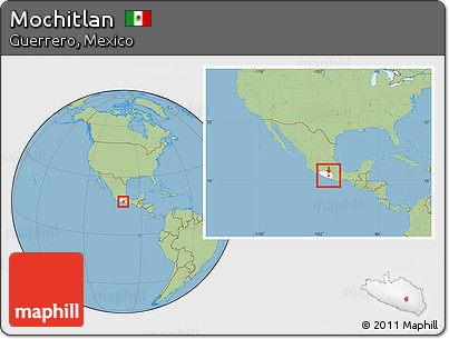 Savanna Style Location Map of Mochitlan, highlighted parent region, within the entire country