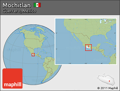 Savanna Style Location Map of Mochitlan, highlighted parent region, within the entire country