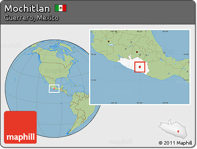 Savanna Style Location Map of Mochitlan, highlighted parent region