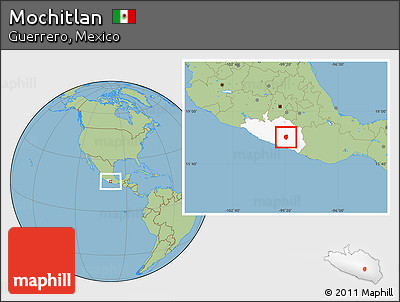 Savanna Style Location Map of Mochitlan, highlighted parent region