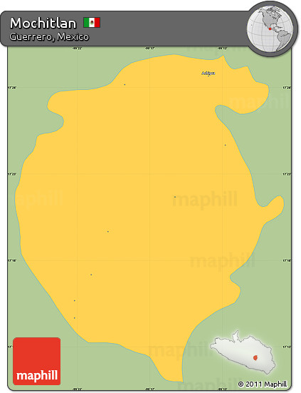 Savanna Style Simple Map of Mochitlan, single color outside