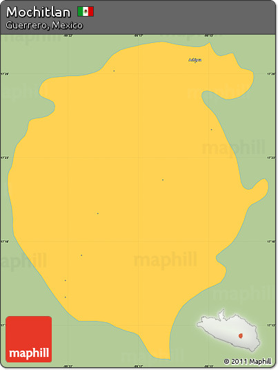Savanna Style Simple Map of Mochitlan, single color outside