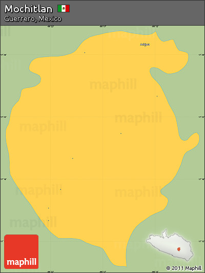 Savanna Style Simple Map of Mochitlan, single color outside