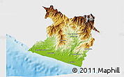 Physical 3D Map of Tecpan de Galeana, single color outside