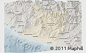 Shaded Relief 3D Map of Tecpan de Galeana, semi-desaturated