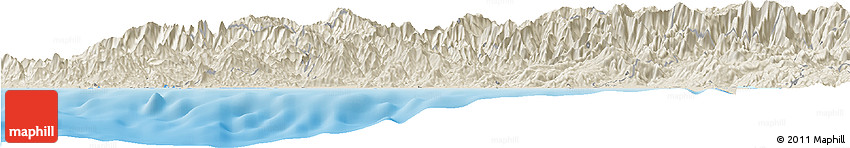 Shaded Relief Horizon Map of Tecpan De Galeana