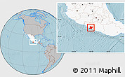 Gray Location Map of Tecpan de Galeana, highlighted country, hill shading
