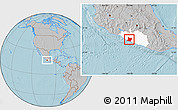 Gray Location Map of Tecpan de Galeana, highlighted parent region, hill shading