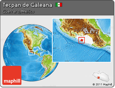 Physical Location Map of Tecpan De Galeana, highlighted parent region