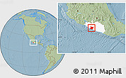 Savanna Style Location Map of Tecpan de Galeana, highlighted parent region, hill shading