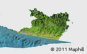 Satellite Panoramic Map of Tecpan de Galeana, single color outside
