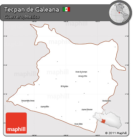 Classic Style Simple Map of Tecpan De Galeana, cropped outside