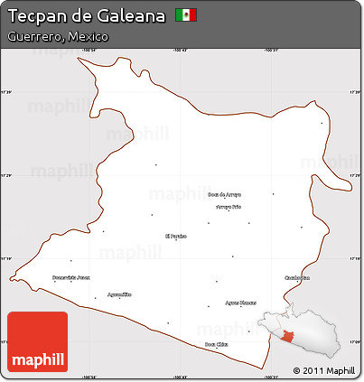 Classic Style Simple Map of Tecpan De Galeana, cropped outside