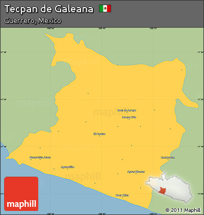 Savanna Style Simple Map of Tecpan De Galeana, single color outside