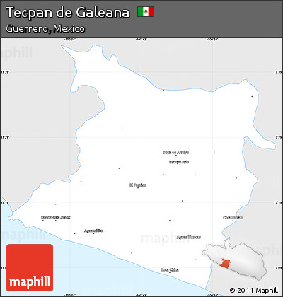 Silver Style Simple Map of Tecpan De Galeana, single color outside