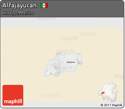 Classic Style 3D Map of Alfajayucan, single color outside