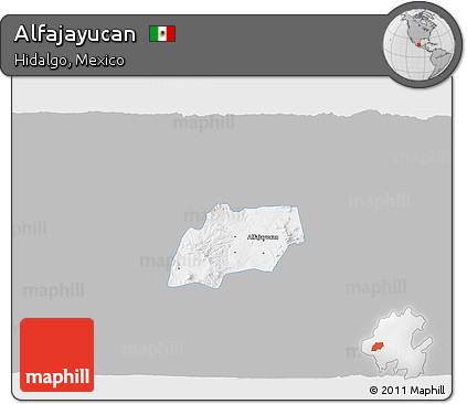 Gray 3D Map of Alfajayucan, single color outside