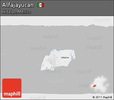 Gray 3D Map of Alfajayucan, single color outside
