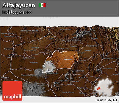 Physical 3D Map of Alfajayucan, darken