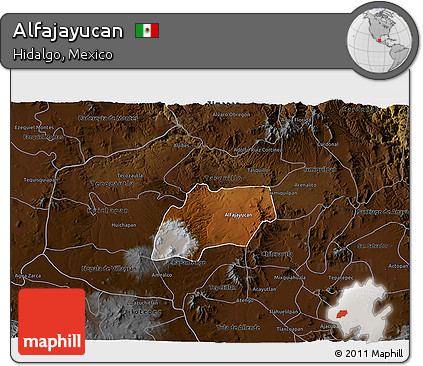 Physical 3D Map of Alfajayucan, darken