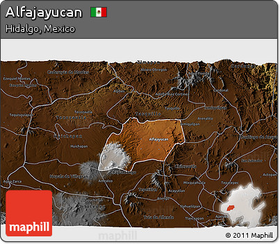 Physical 3D Map of Alfajayucan, darken