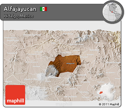 Physical 3D Map of Alfajayucan, lighten