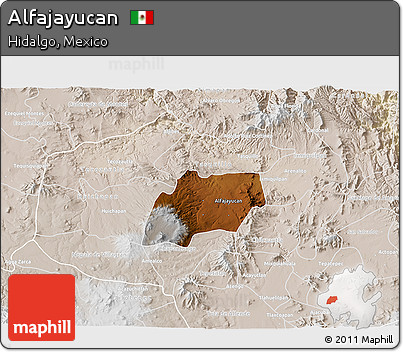 Physical 3D Map of Alfajayucan, lighten