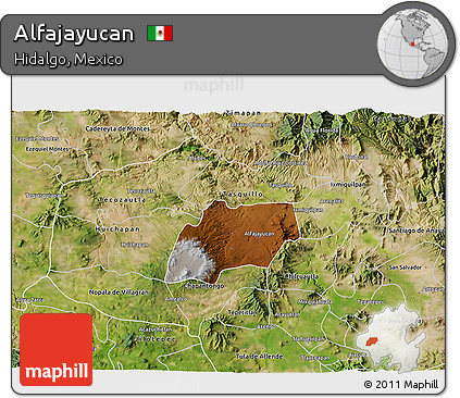 Physical 3D Map of Alfajayucan, satellite outside