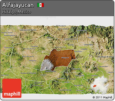 Physical 3D Map of Alfajayucan, satellite outside