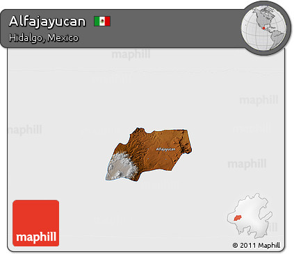 Physical 3D Map of Alfajayucan, single color outside