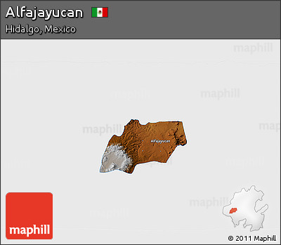 Physical 3D Map of Alfajayucan, single color outside