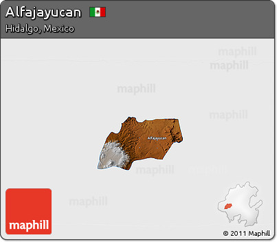 Physical 3D Map of Alfajayucan, single color outside