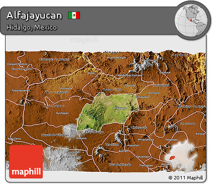 Satellite 3D Map of Alfajayucan, physical outside