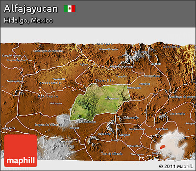 Satellite 3D Map of Alfajayucan, physical outside