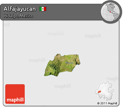 Satellite 3D Map of Alfajayucan, single color outside