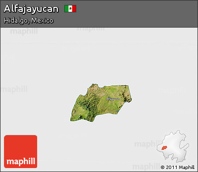 Satellite 3D Map of Alfajayucan, single color outside
