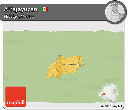 Savanna Style 3D Map of Alfajayucan, single color outside