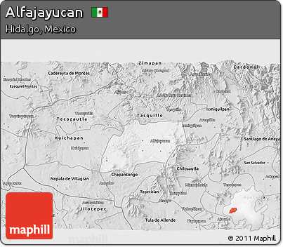 Silver Style 3D Map of Alfajayucan