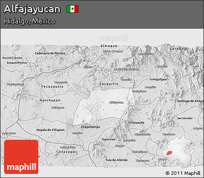 Silver Style 3D Map of Alfajayucan