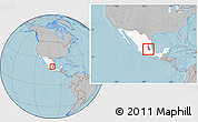 Gray Location Map of Alfajayucan, highlighted country, highlighted parent region, within the entire country, hill shading
