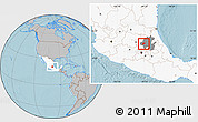 Gray Location Map of Alfajayucan, highlighted country, highlighted parent region, hill shading