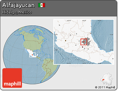 Savanna Style Location Map of Alfajayucan, highlighted country, highlighted parent region, hill shading
