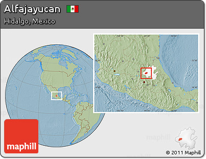 Savanna Style Location Map of Alfajayucan, highlighted parent region, hill shading
