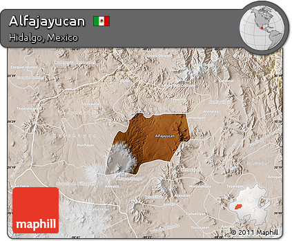Physical Map of Alfajayucan, lighten
