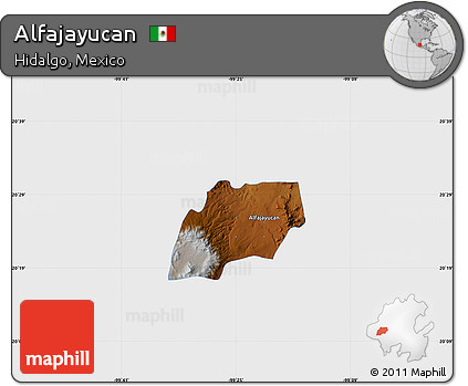 Physical Map of Alfajayucan, single color outside