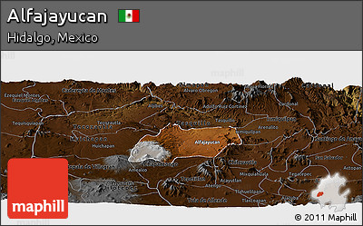 Physical Panoramic Map of Alfajayucan, darken