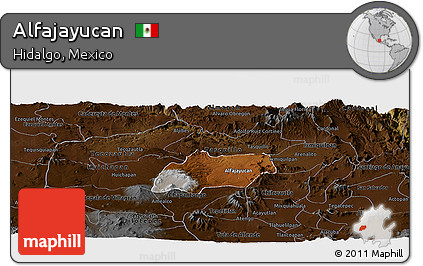 Physical Panoramic Map of Alfajayucan, darken